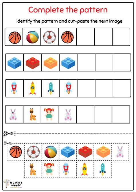 patterns worksheet for kinder